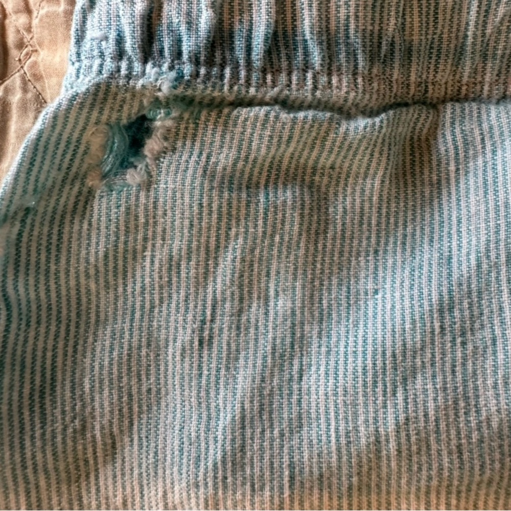 J.Jill Aqua/light blue & white Striped Love Linen Skirt-size-medium.Hole on side - Picture 10 of 13